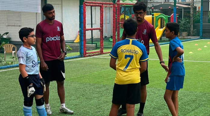 Kids enjoying football coaching in Mumbai